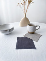 Dark Grey Linen Coasters with Stitch Edges - set of 4