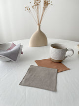 Beige Linen Coasters with Stitch Edges - set of 4