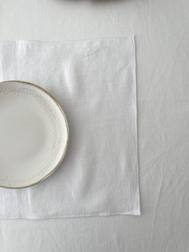 Double Layer White Linen Placemat with Stitch Edges