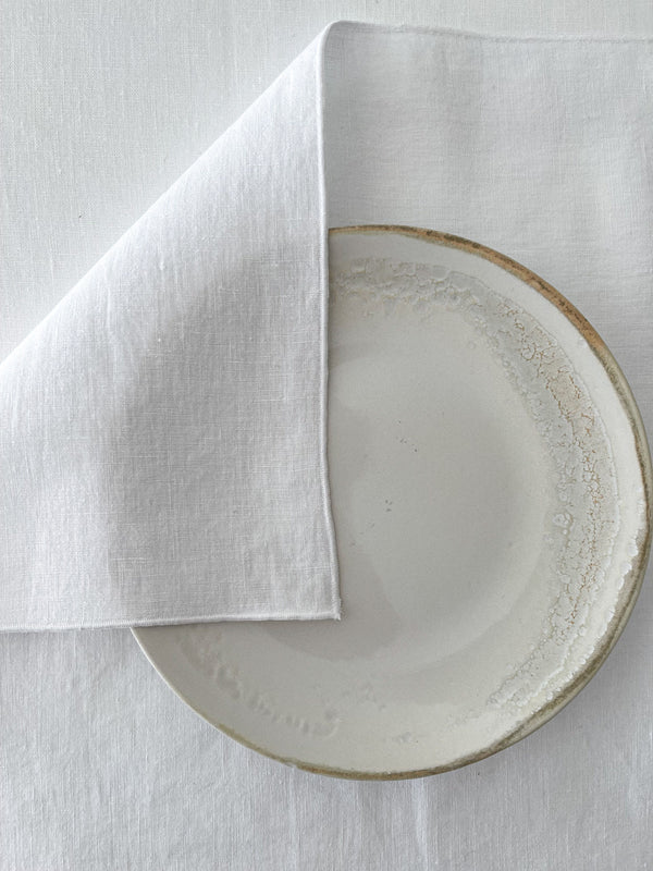 Double Layer White Linen Placemat with Stitch Edges