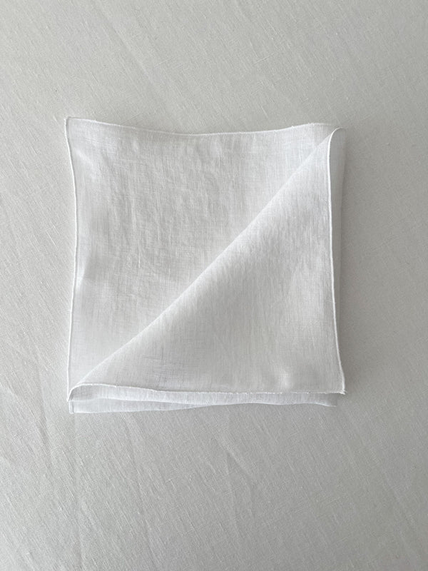 White Washed Linen Napkins with Stitch Edges
