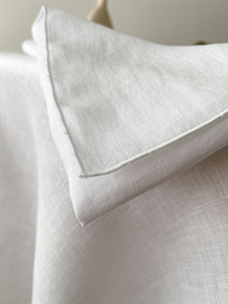White Washed Linen Napkins with Stitch Edges
