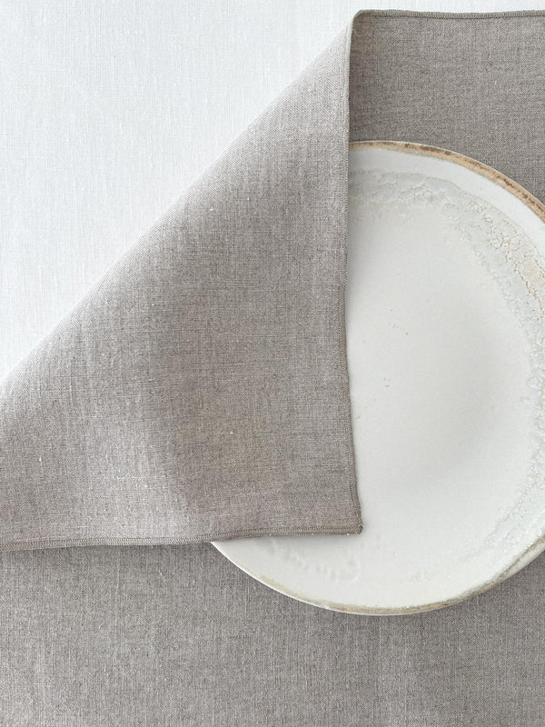 Double Layer Beige Linen Placemat with Stitch Edges