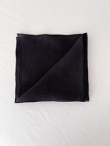 Black Washed Linen Napkins with Stitch Edges