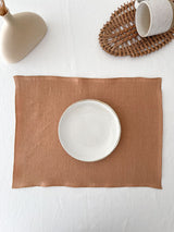 Double Layer Tan Linen Placemat with Stitch Edges