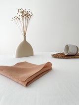 Tan Washed Linen Napkins with Stitch Edges