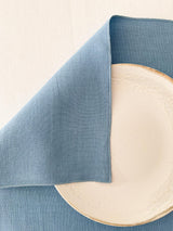 Double Layer Light Blue Linen Placemat with Stitch Edges
