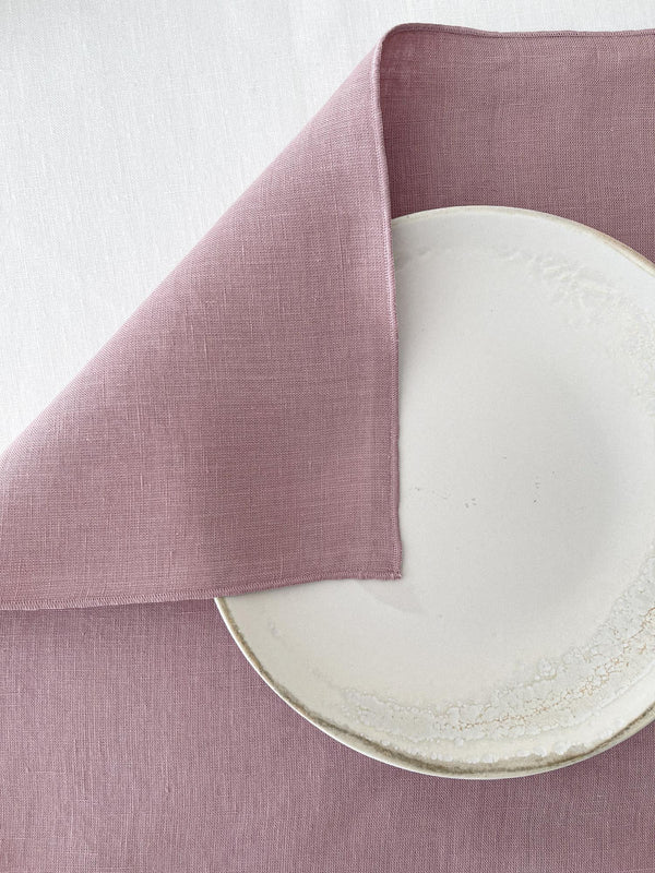 Double Layer Light Pink Linen Placemat with Stitch Edges