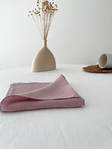 Light Pink Washed Linen Napkins with Stitch Edges