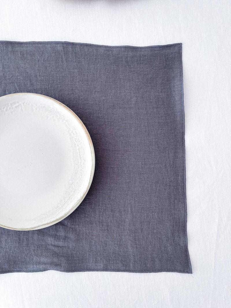 Double Layer Dark Grey Linen Placemat with Stitch Edges