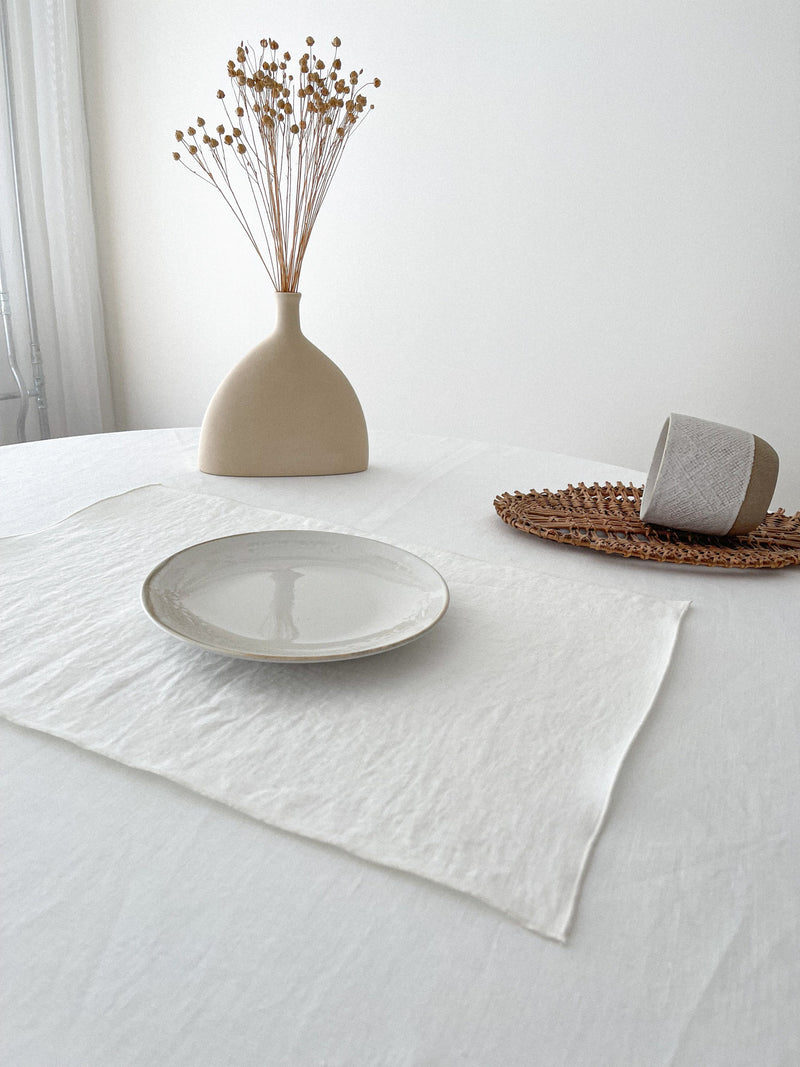 Double Layer Off White Linen Placemat with Stitch Edges