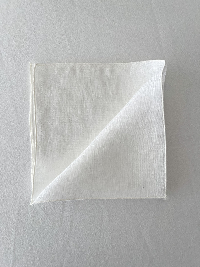 Off White Washed Linen Napkins with Stitch Edges