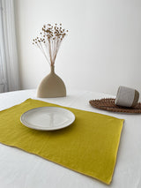 Double Layer Yellow Linen Placemat with Stitch Edges
