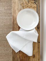 Off White Washed Linen Napkins with Stitch Edges