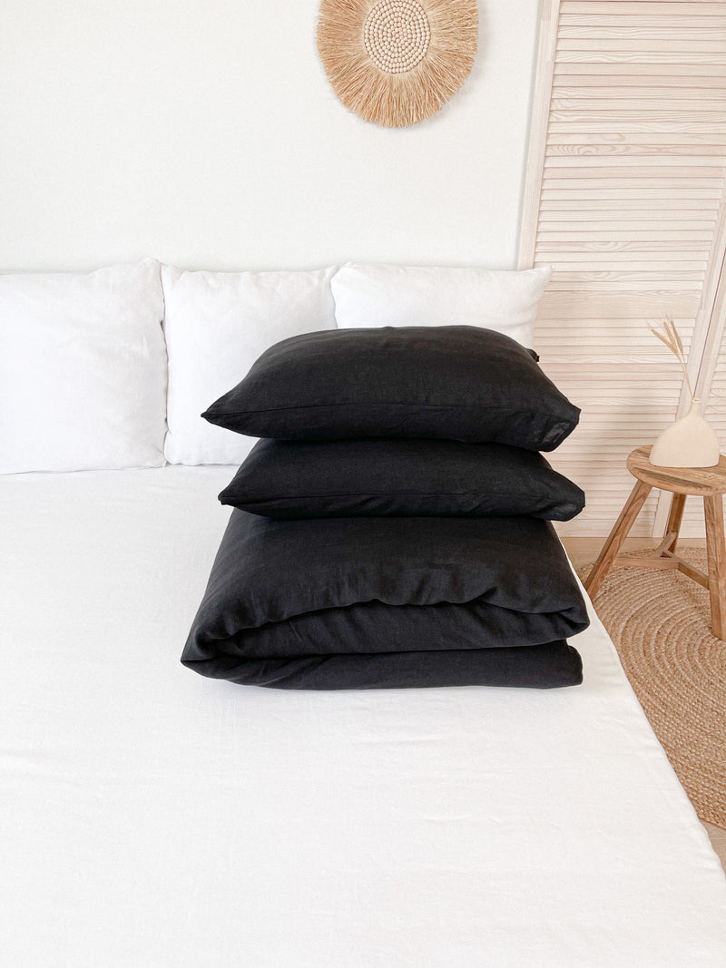 Black Linen Duvet Cover set