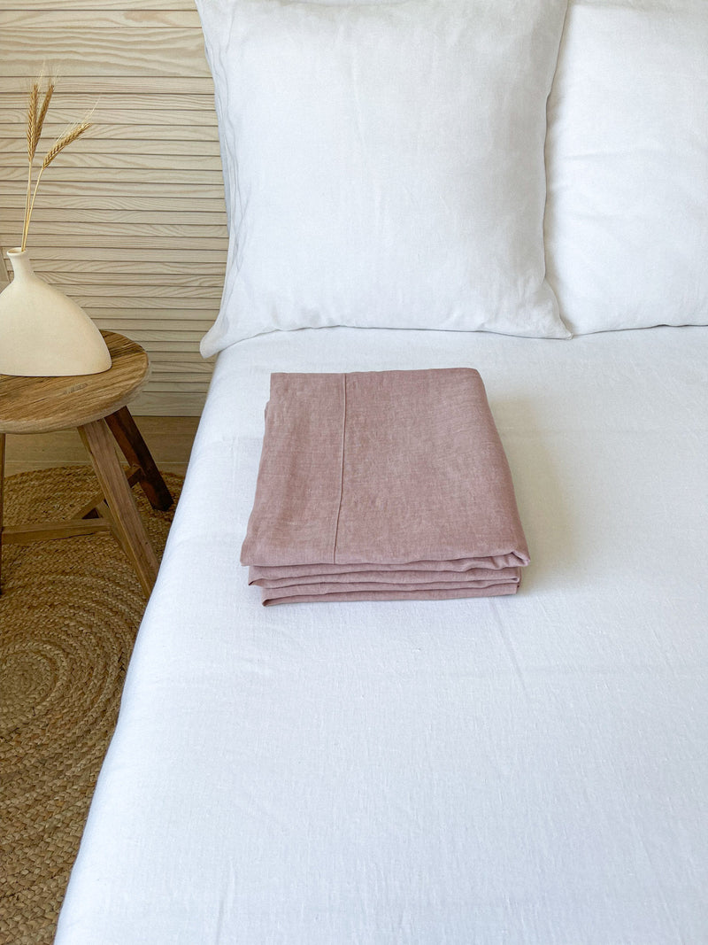 Light Pink Linen Flat Sheet