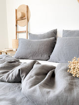 Dark Grey Linen Duvet Cover set