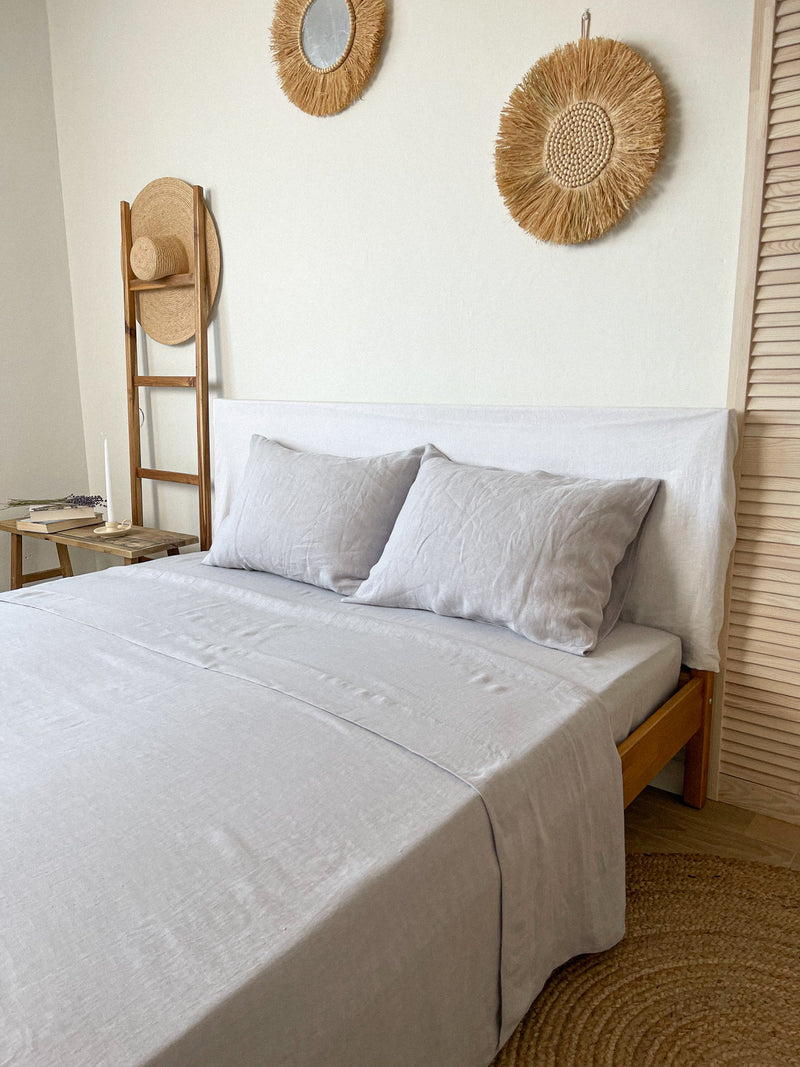 Light Grey Linen Flat Sheet