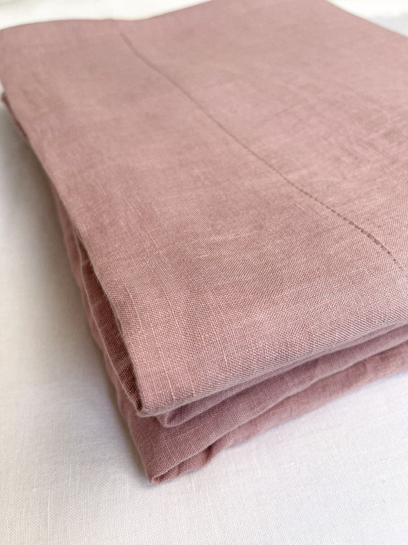 Dusty Pink Linen Flat Sheet