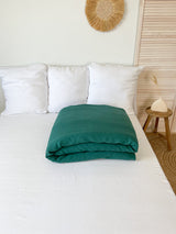 Dark Green Linen Duvet Cover