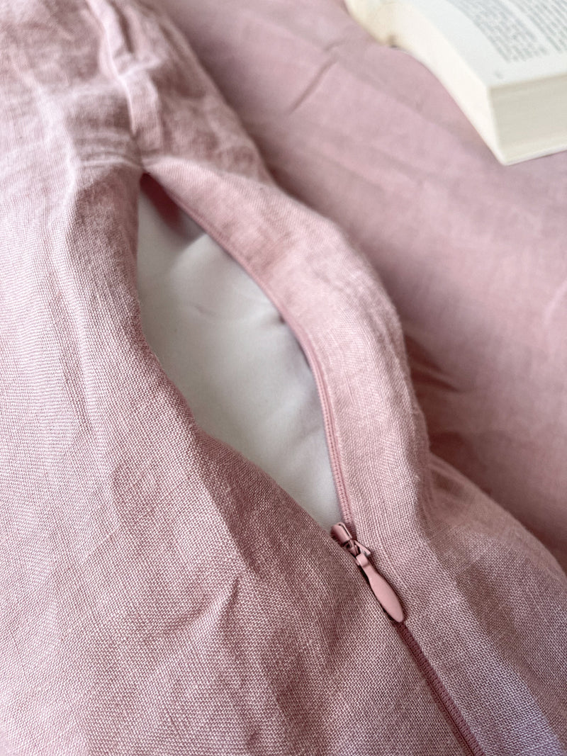 Light Pink Washed Linen Bedding Set sg
