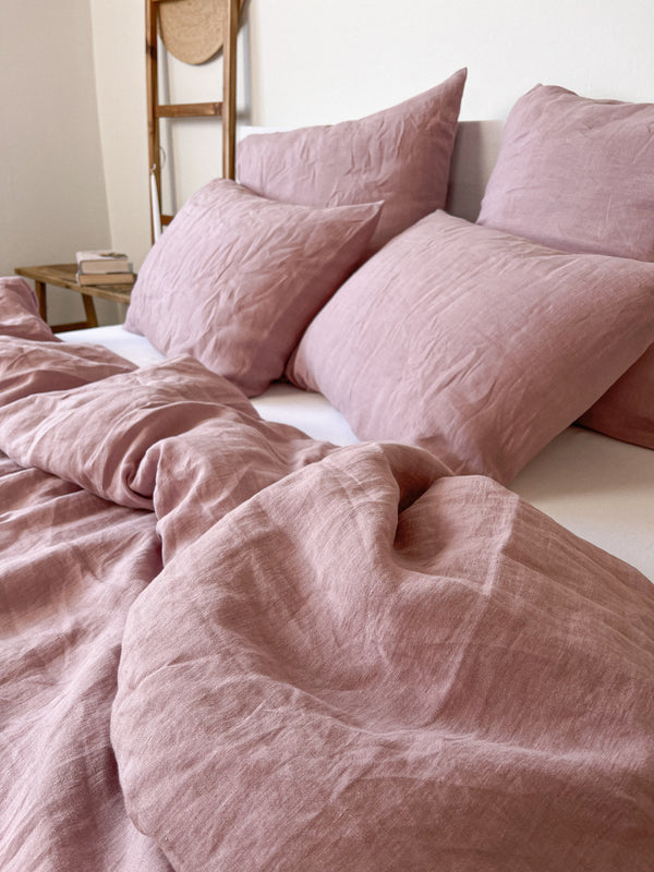 Light Pink Washed Linen Bedding Set sg