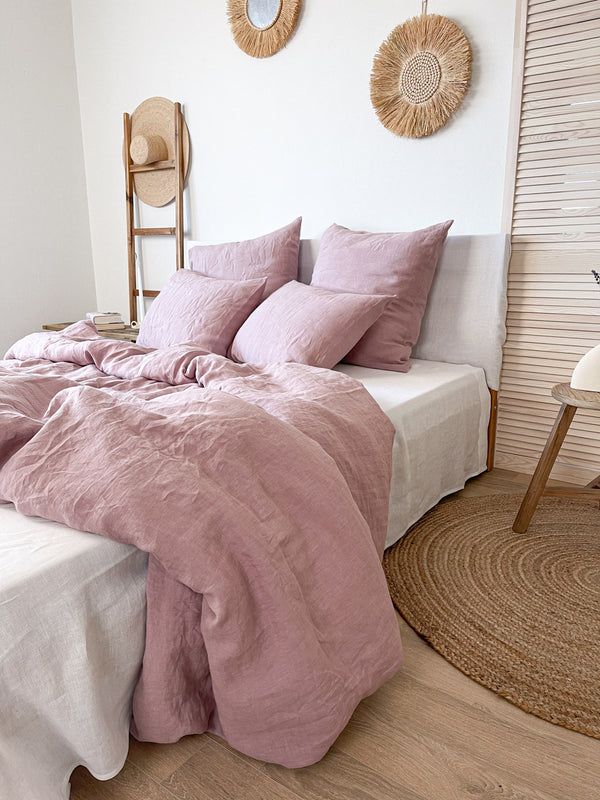 Light Pink Washed Linen Bedding Set