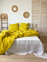 Yellow Washed Linen Bedding Set eu