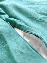 Dark Green Washed Linen Bedding Set sg