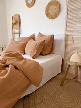 Tan Washed Linen Bedding Set