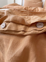 Tan Washed Linen Bedding Set