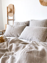 Beige Washed Linen Bedding Set sg