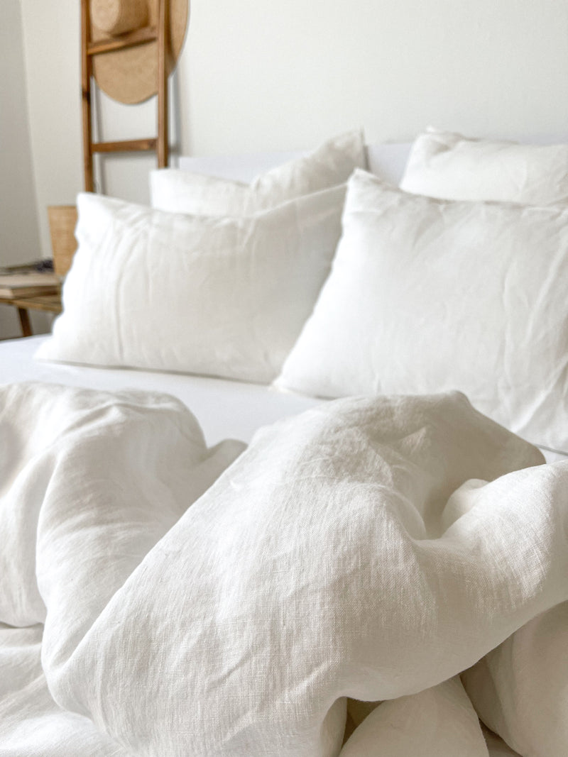 Off White Washed Linen Bedding Set