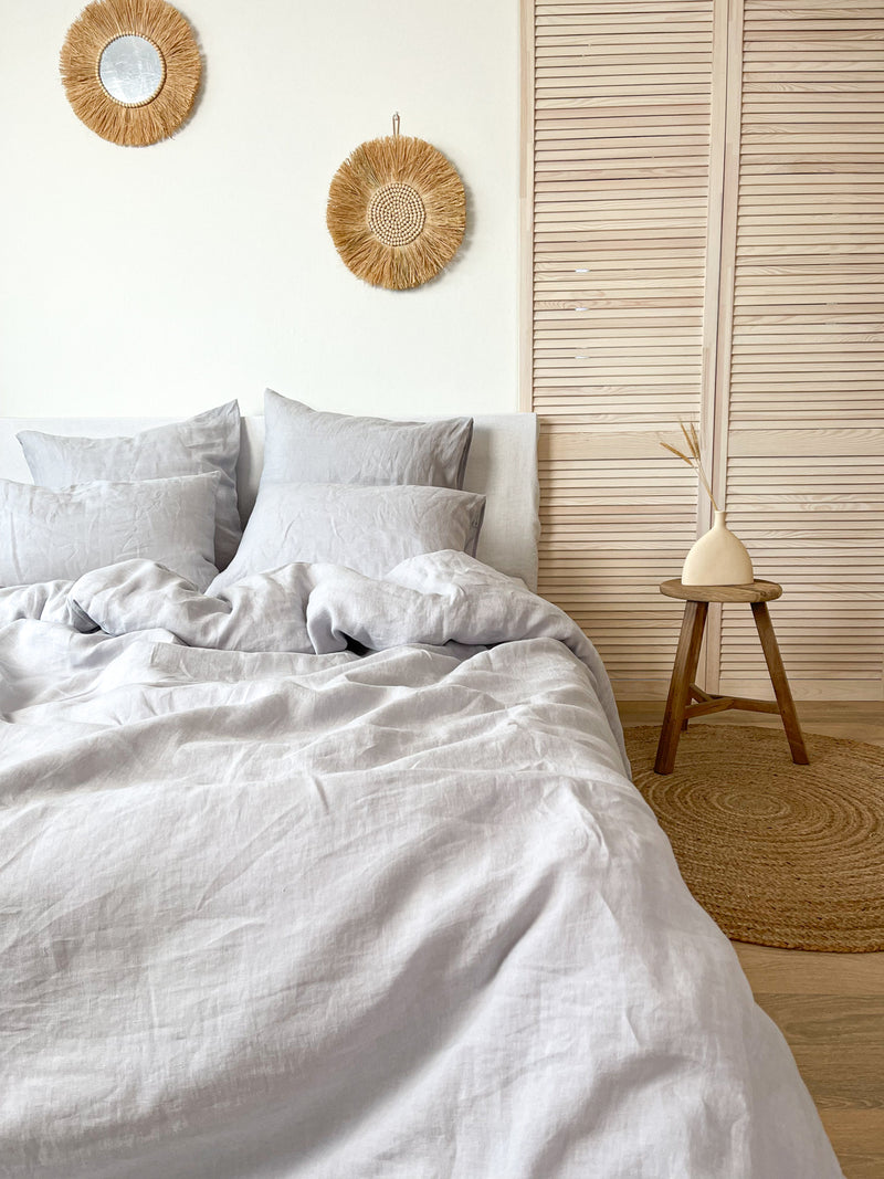 Light Gray Washed Linen Bedding