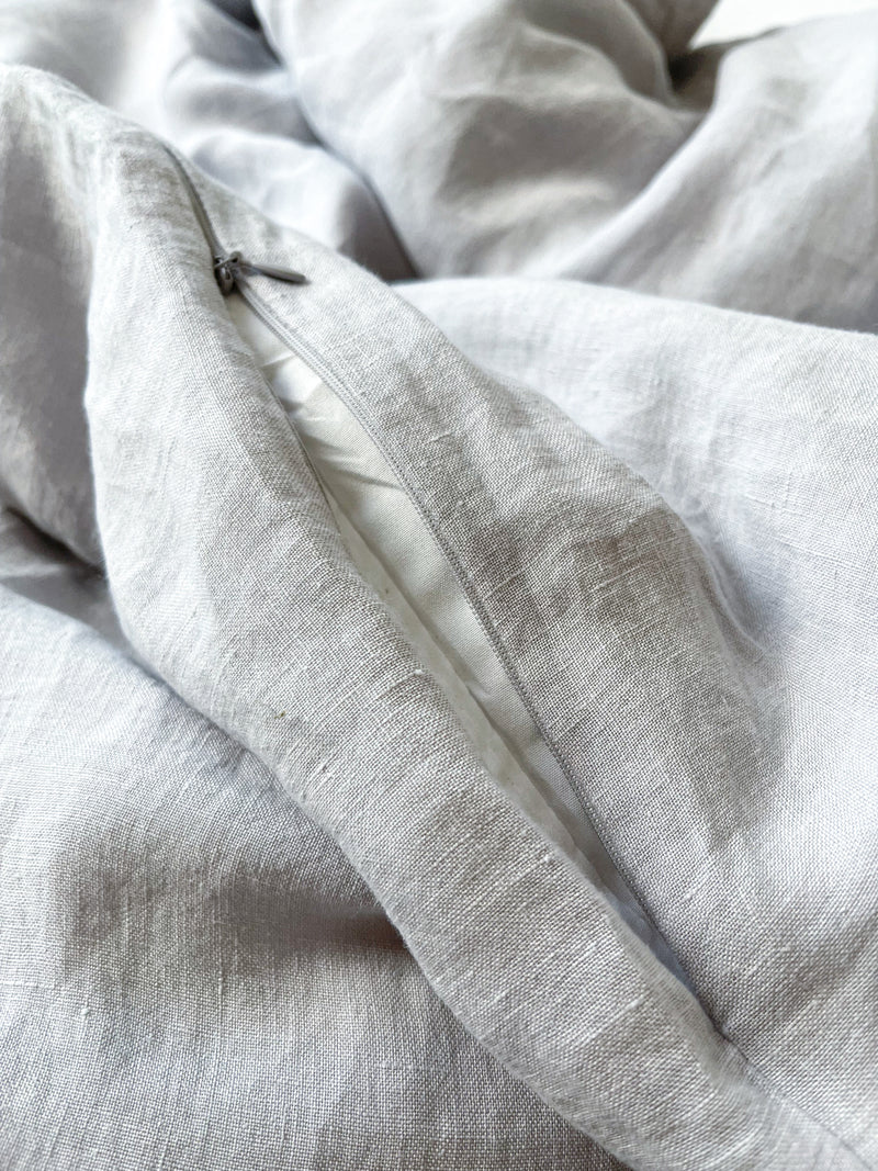 Washed Light Grey Linen Bedding Set nz