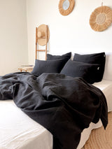 Black Washed Linen Bedding Set eu