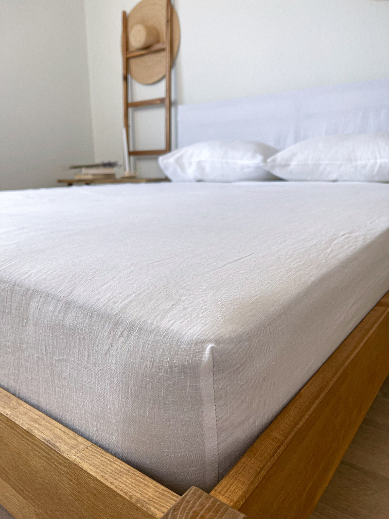 White Linen Fitted Sheet
