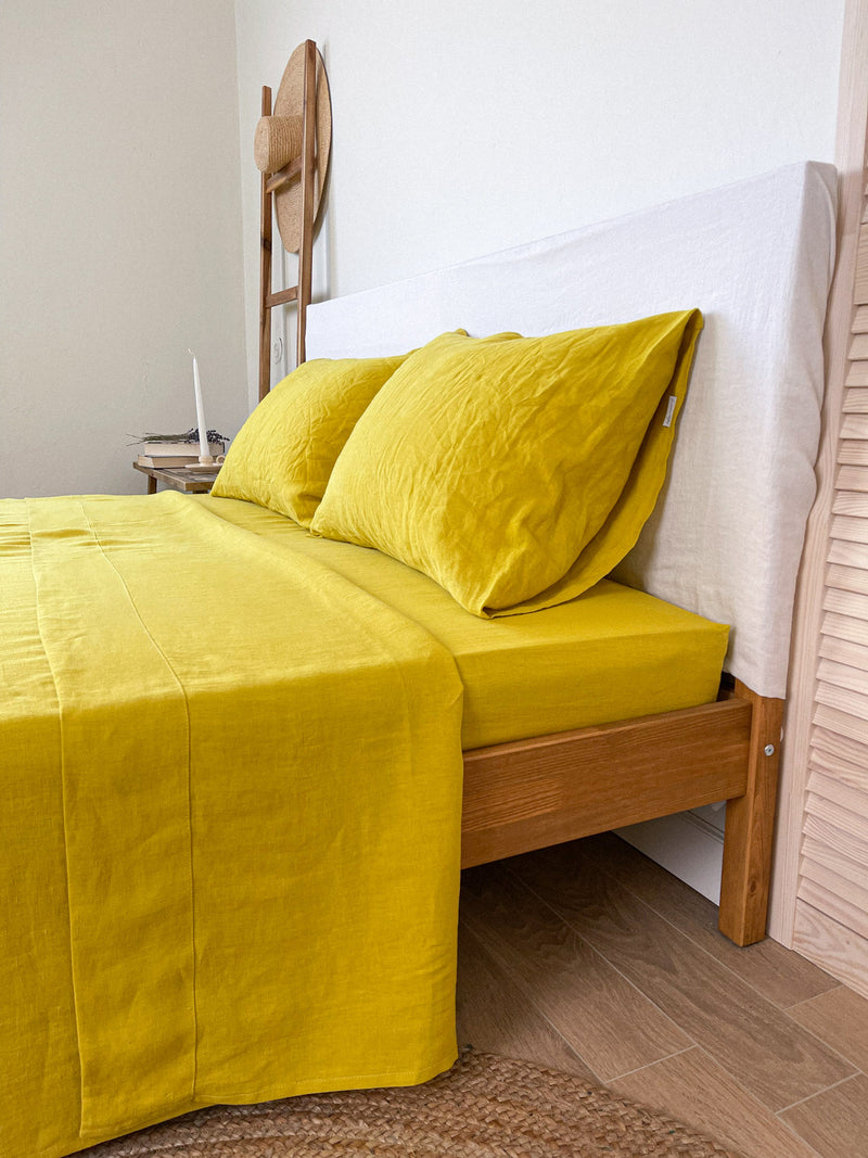 Yellow Linen Flat Sheet