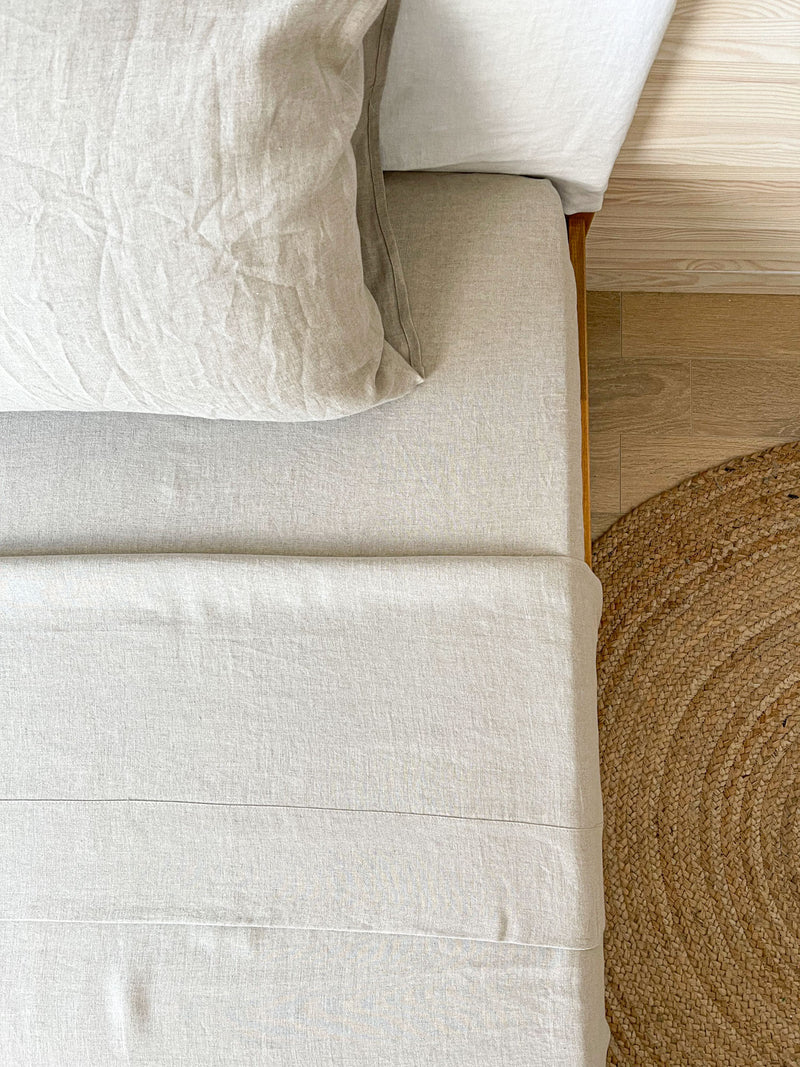 Beige Washed Linen Bedding Set us