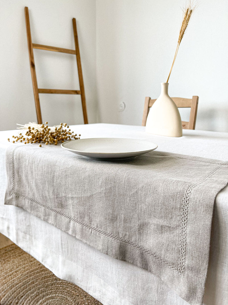 Beige Hemstitch Linen Placemat