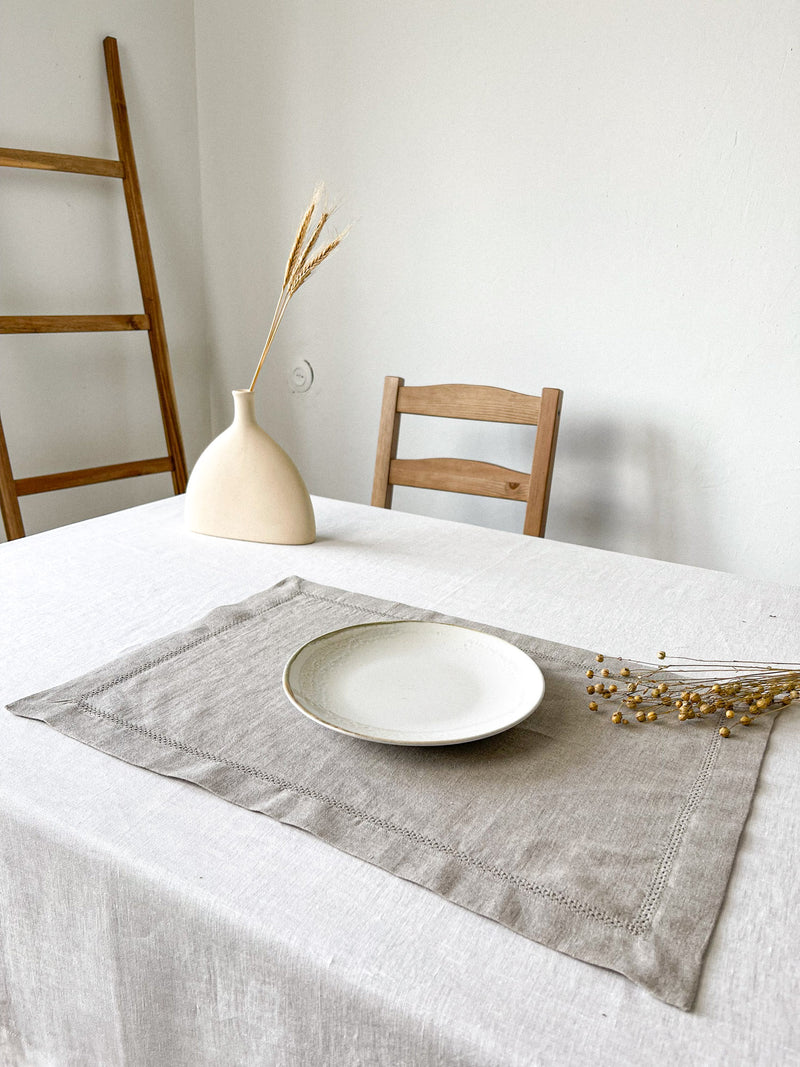 Beige Hemstitch Linen Placemat