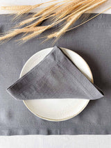 Dark Grey Hemstitch Linen Napkin