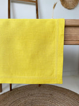 Yellow Hemstitch Linen Table Runner