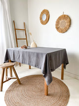 Dark Grey Linen Tablecloth