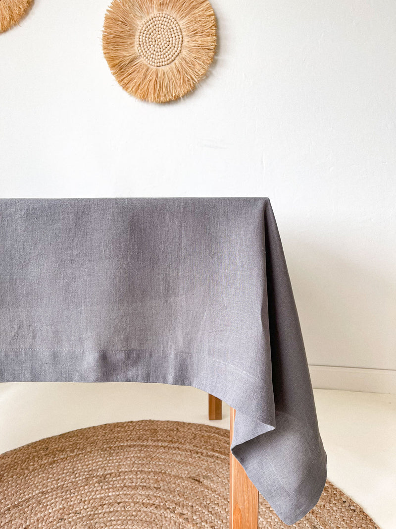 Dark Grey Linen Tablecloth