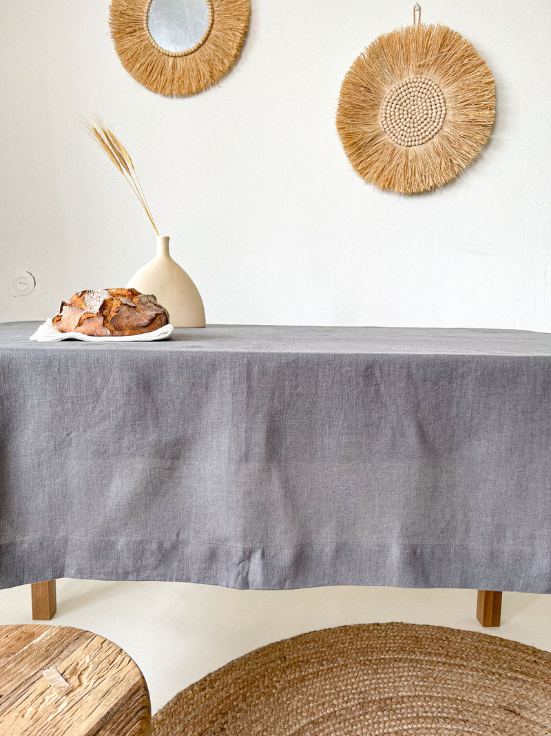 Dark Grey Linen Tablecloth