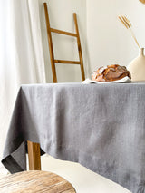 Dark Grey Linen Tablecloth