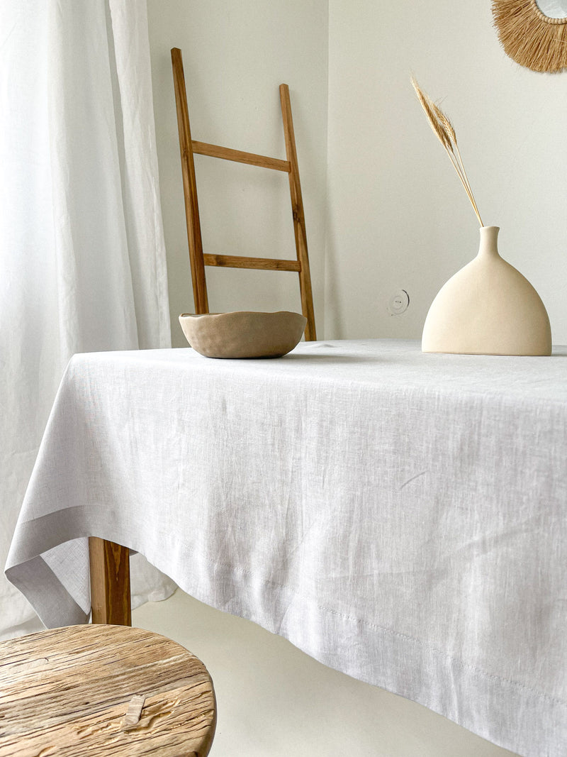 Light Grey Linen Tablecloth