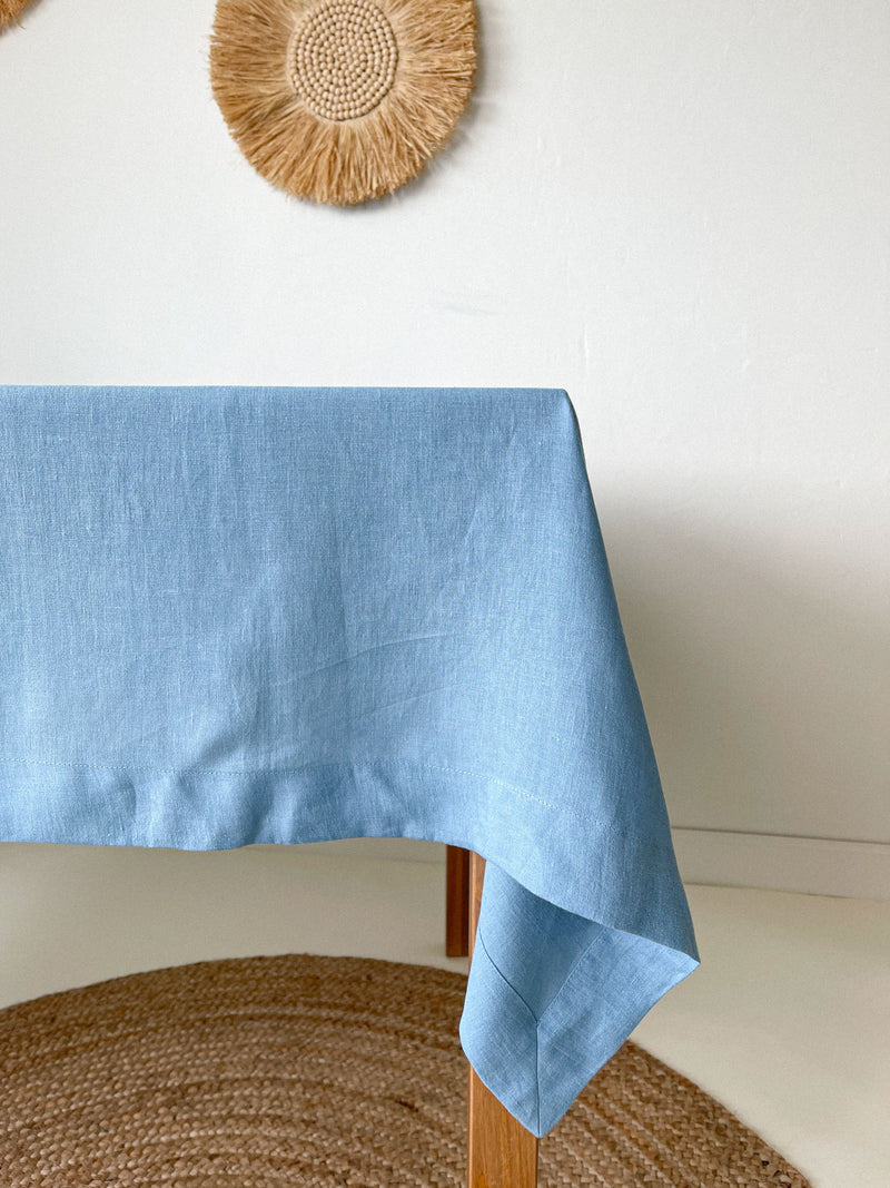 Light Blue Linen Tablecloth