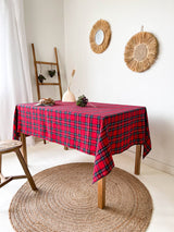 Red Tartan Linen Tablecloth